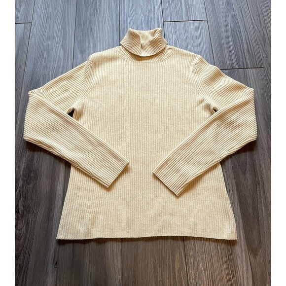 Collection Fiftynine Turtleneck Cashmere Sweater Women’s Petite Size M Yellow - Picture 1 of 6